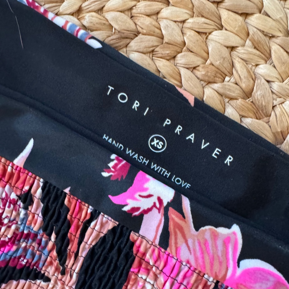 Tori Praver Lacie Smocked Floral Cheeky Bikini Bottom XS NEW - Picture 2 of 5